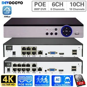 6/10 Channel 4K Smart POE NVR For 1080p/3MP/4MP/5MP/6MP/8MP/4K IP Cameras POE Network Video Recorder Supports Up To 6/10X 8MP/4K