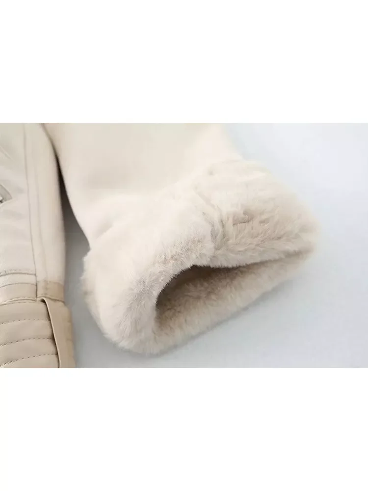 New2022 Women Fashion Thick Warm Winter Double-sided Fur in one Jacket Coat Vintage Long Sleeve Female Outerwear Chic Tops