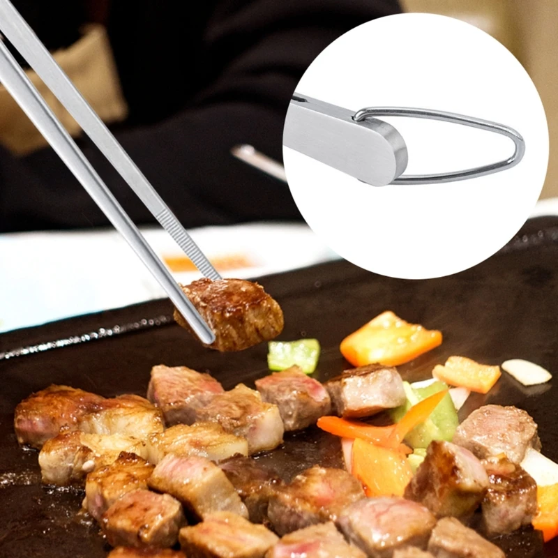 

12-Inch Multipurpose Tweezer Food Tongs Stainless Steel Steak Clip BBQ Long Tweezer Tongs