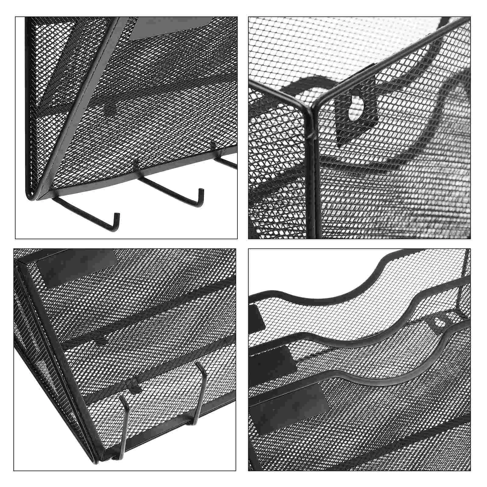 

File Holder Wall Rack Organizer Hanging Storage Magazine Mesh Metal Vertical Paper Wire Mail Baskets Mount Mounted Folder Office