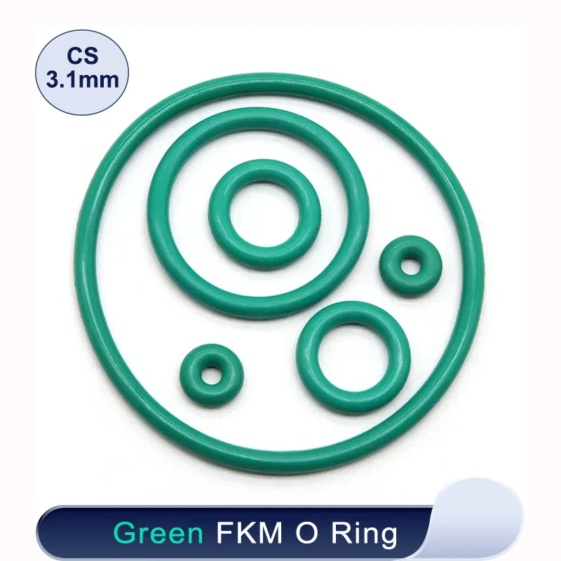 

Зеленое уплотнительное кольцо FKM CS 3,1 мм наружный диаметр 10 ~ 85 мм маслостойкие уплотнительные кольца из фторкаучука, устойчивые к высоким температурам, 10/50 шт.