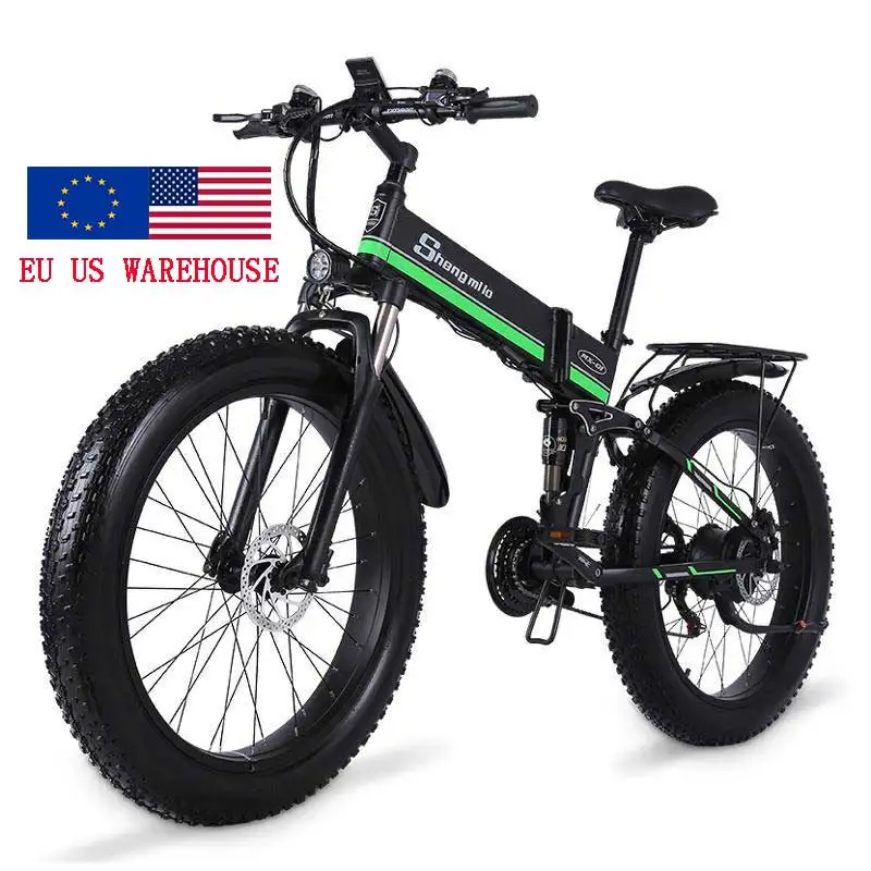 

48V 1000W 26'' Fat Tire Mountain Electric Snow Folding Bike with SHIMANO 7 Speed EU US Warehouse Drop Shipping