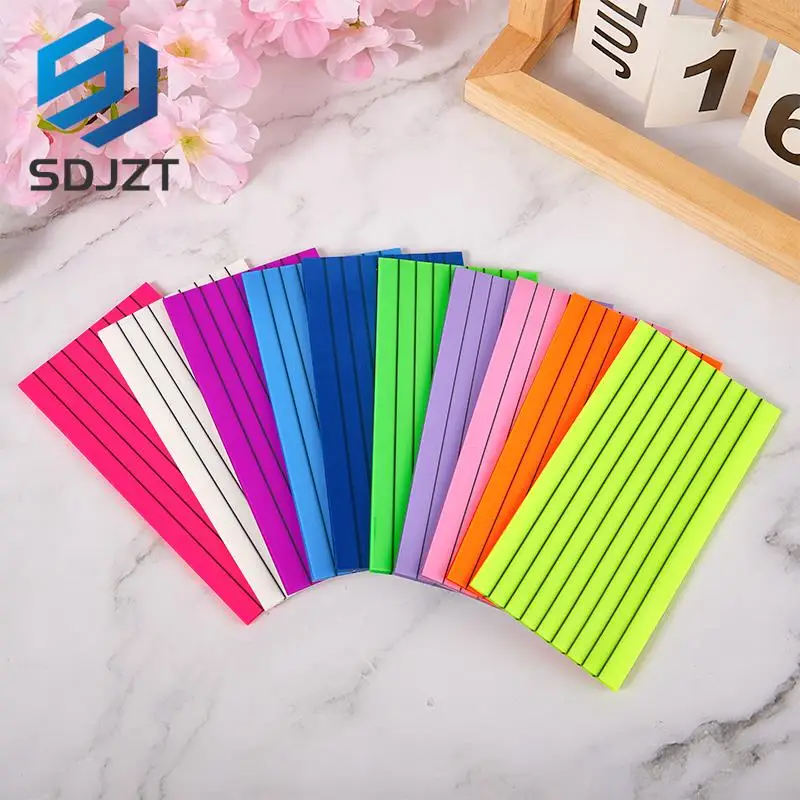 

50sheets Transparent Sticky Note Pads Notepads Line Shape Waterproof PET Color Sticker School Student Stationery Office Supplies