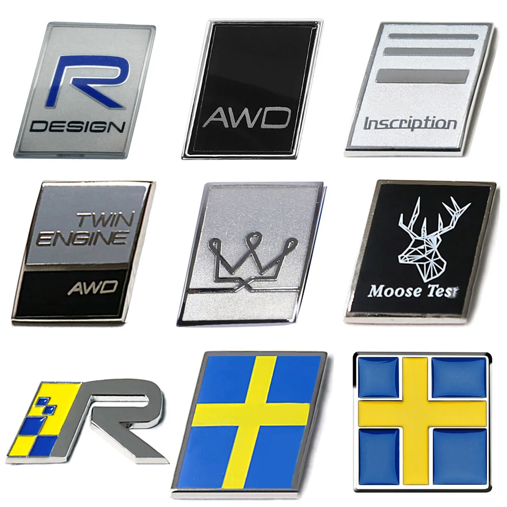 

Rear Trunk R AWD Inscription Swedish Flag Badge Emblem Sticker For VOLVO S40 S70 S80 C70 XC60 XC70 V40 V50 V70 V90 Car Styling