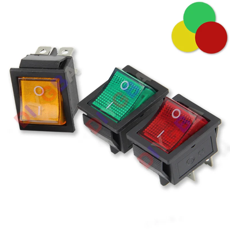10 шт., быстроразъемный выключатель питания 25x31 мм, красный, зеленый, желтый, 20 А, 125 В переменного тока, 16 А, 250 В переменного тока, переключатель 25x31 25*31 светильник кой