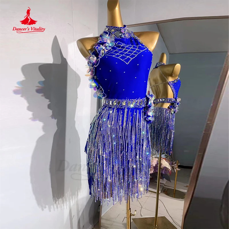 

Latin Dance Fringe Dress for Women Competiton Dress Customsized Rumba Tago Chacha Profession Costume Latin Dancing Tassel Skirt
