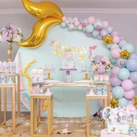 fangleland macaron dreamy mermaid themed wreath arch kit gold fishtail foil balloon set girls birthday party decorations