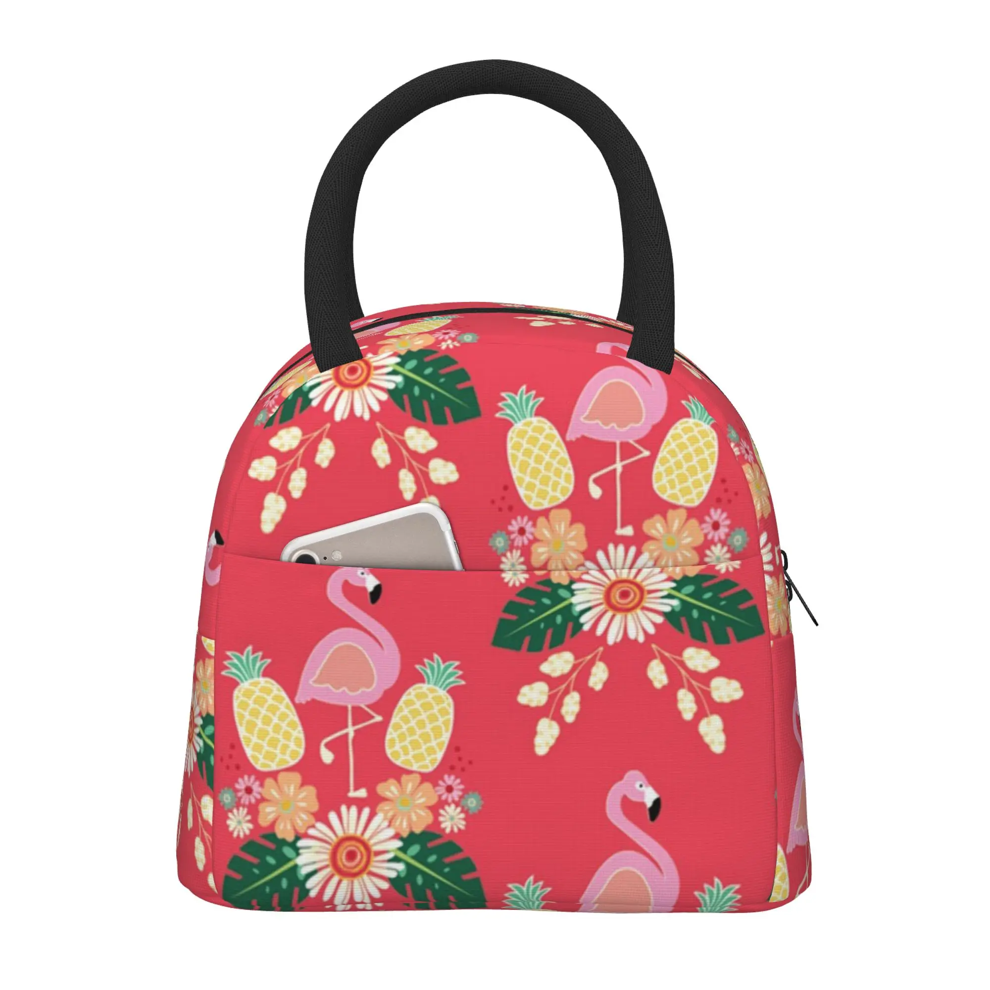 

Розовые фламинго, сумка для ланча с ананасами, изолированный Ланч-бокс, многофункциональные сумки-тоуты для ланча, многоразовая Термосумка-холодильник