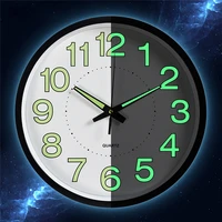 10pcslot 12 inch moon luminous silent wall clocks home decor digital wall clock relogio de parede electronic clock on the wall