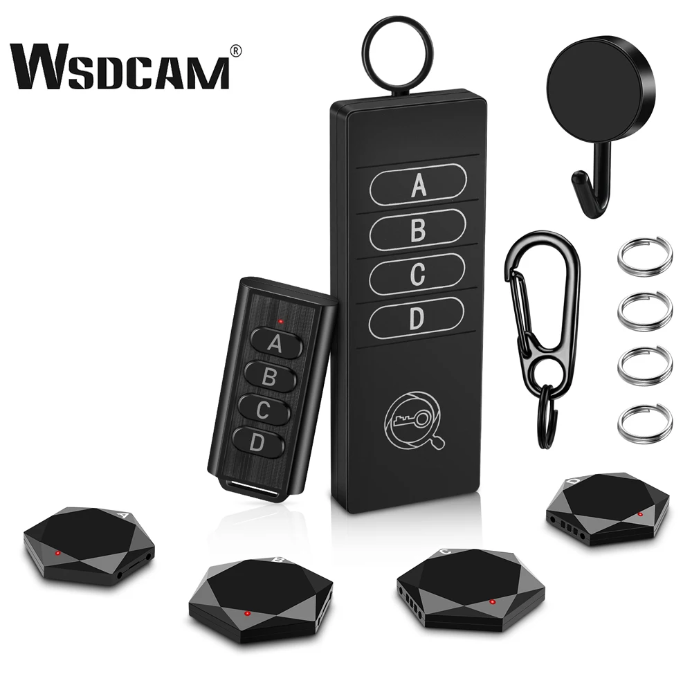 

Wsdcam Wireless Key Finder Locator Sensor Pet Tracker Wallet Tracker with 164ft Remote Control for Anti-Lost Alarm 4 Receiver