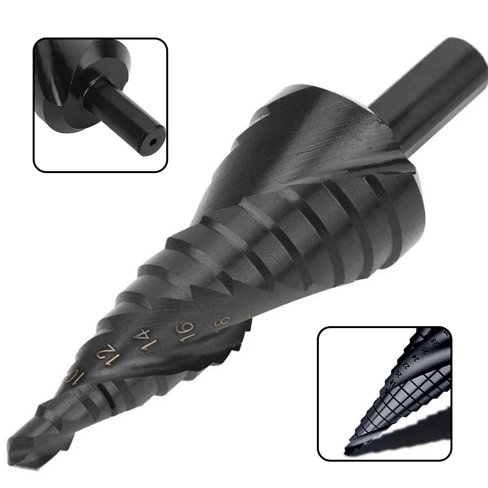 

Black Nitriding Spiral Groove Triangle Shank HSS Step Drill Bit Hole Cutter for Steel Wood Thin Iron Aluminum Alloy 6 30mm