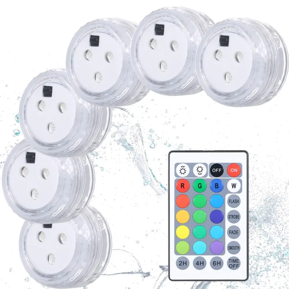 

10 Pack LED Submersible Lights Battery Operated Underwater Light Remote Control Swiming Pool Lights For Vase Fishtank Wedding