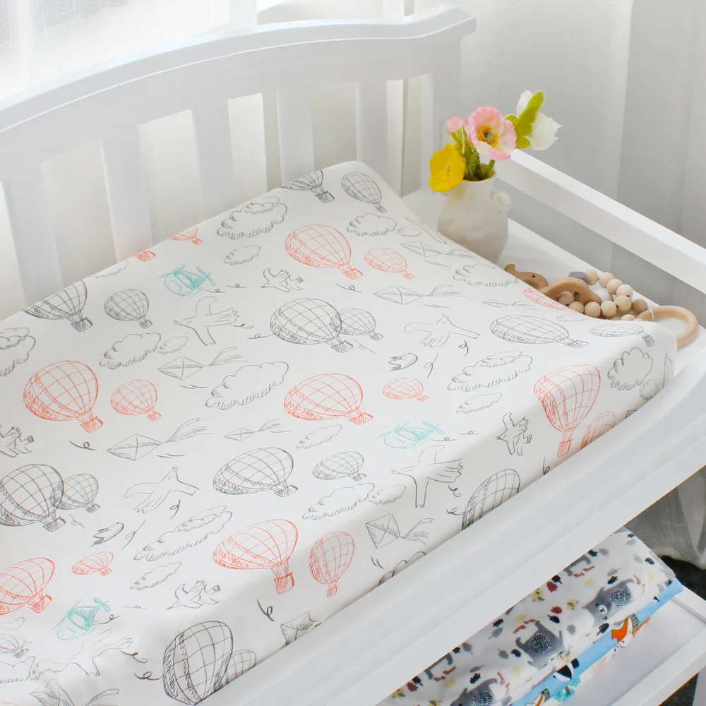 Baby Changing Pad Cover Cotton Crib Sheet Infant Toddler Bed Nursery Unisex Diaper Change Table 80x42cm |