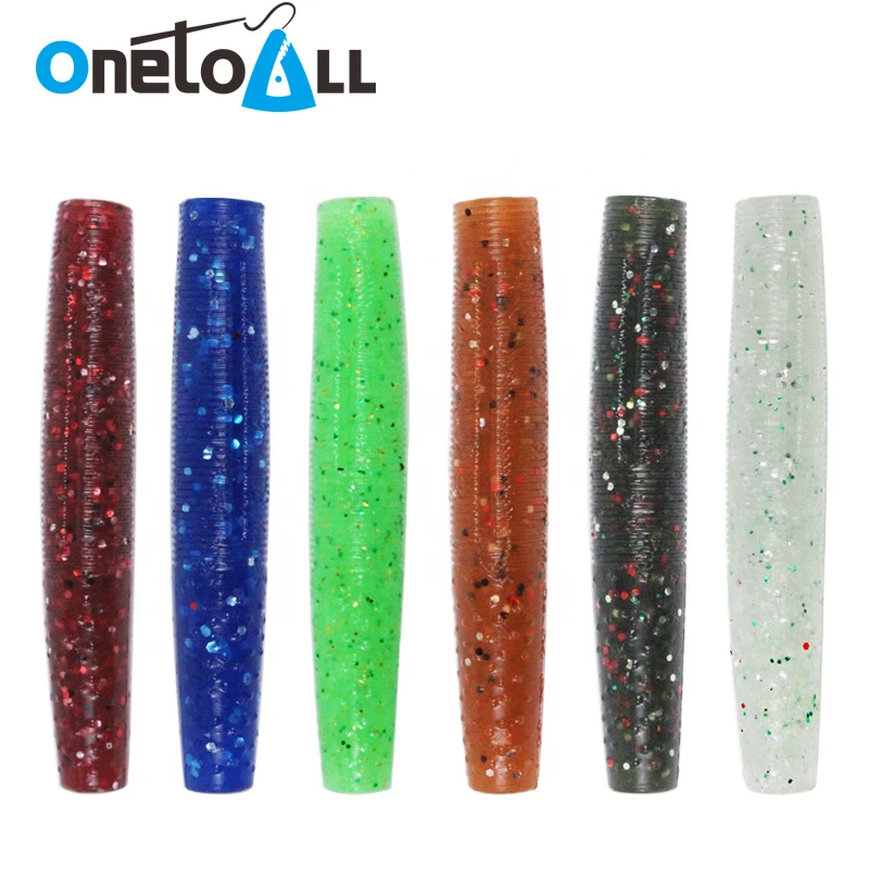 

OnetoAll 10 PCS 65mm 4.3g Floating Artificial Soft Worm Lure Fishy Smell Shiner Grub Bait Luminous Saltwater Carp Fishing Tackle