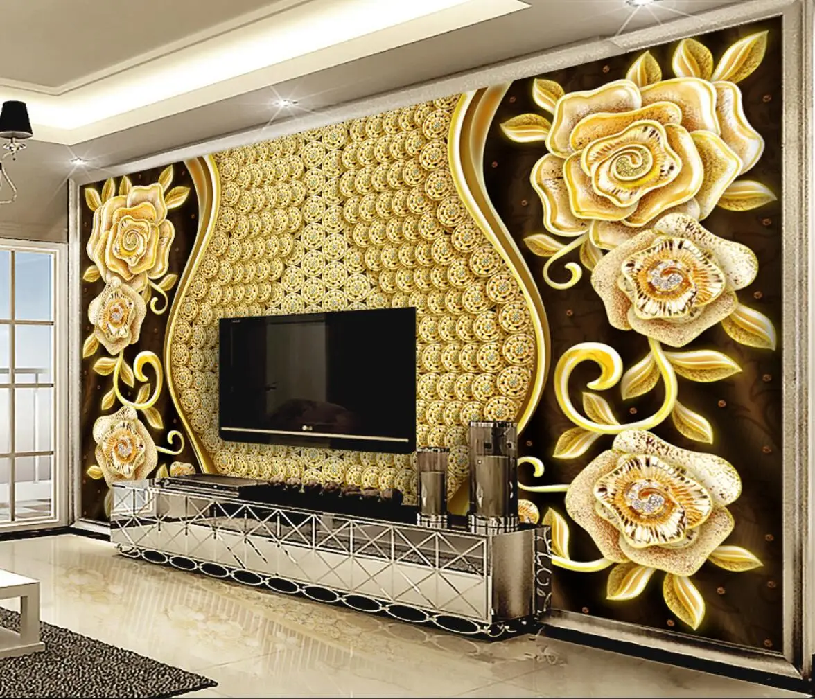 

beibehang Custom diamond flower Art Wallpaper Mural Wall Painting Modern Living Room Bedroom Sofa TV Background Photo Wallpapers