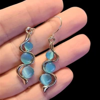 delicate natural moonstone drop earrings charms jewelry oval pink blue stone wedding earrings engagement gift for women 2022 new