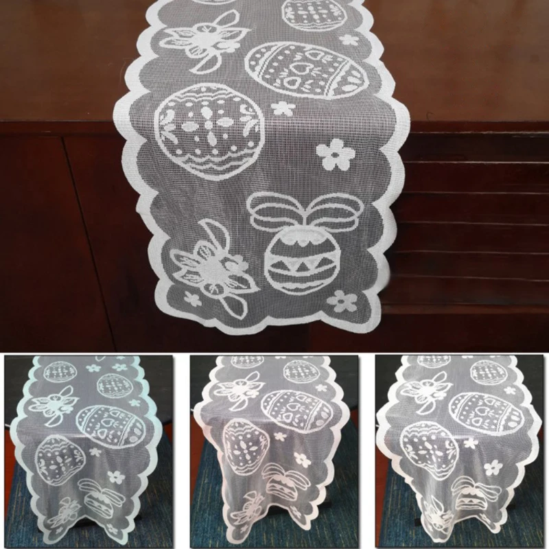 

2023 Easter Lace Table Runner Rabbit Egg Table Runner Home Family Table Living Room Decoration