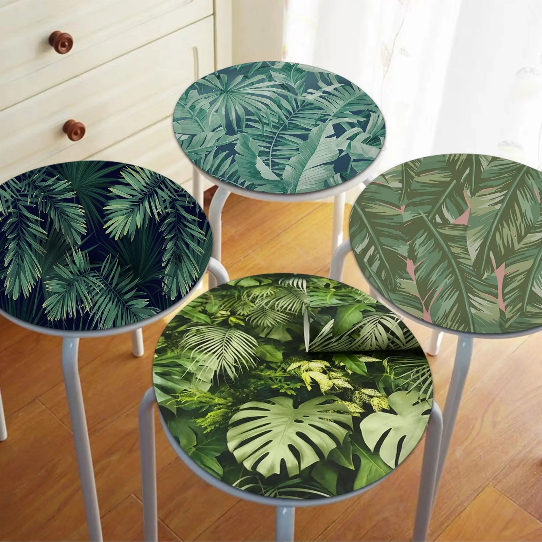

Green Leaf Art Plush Cushion Home Back Cushion Soft Comfortable 50x50cm Chair Cushions
