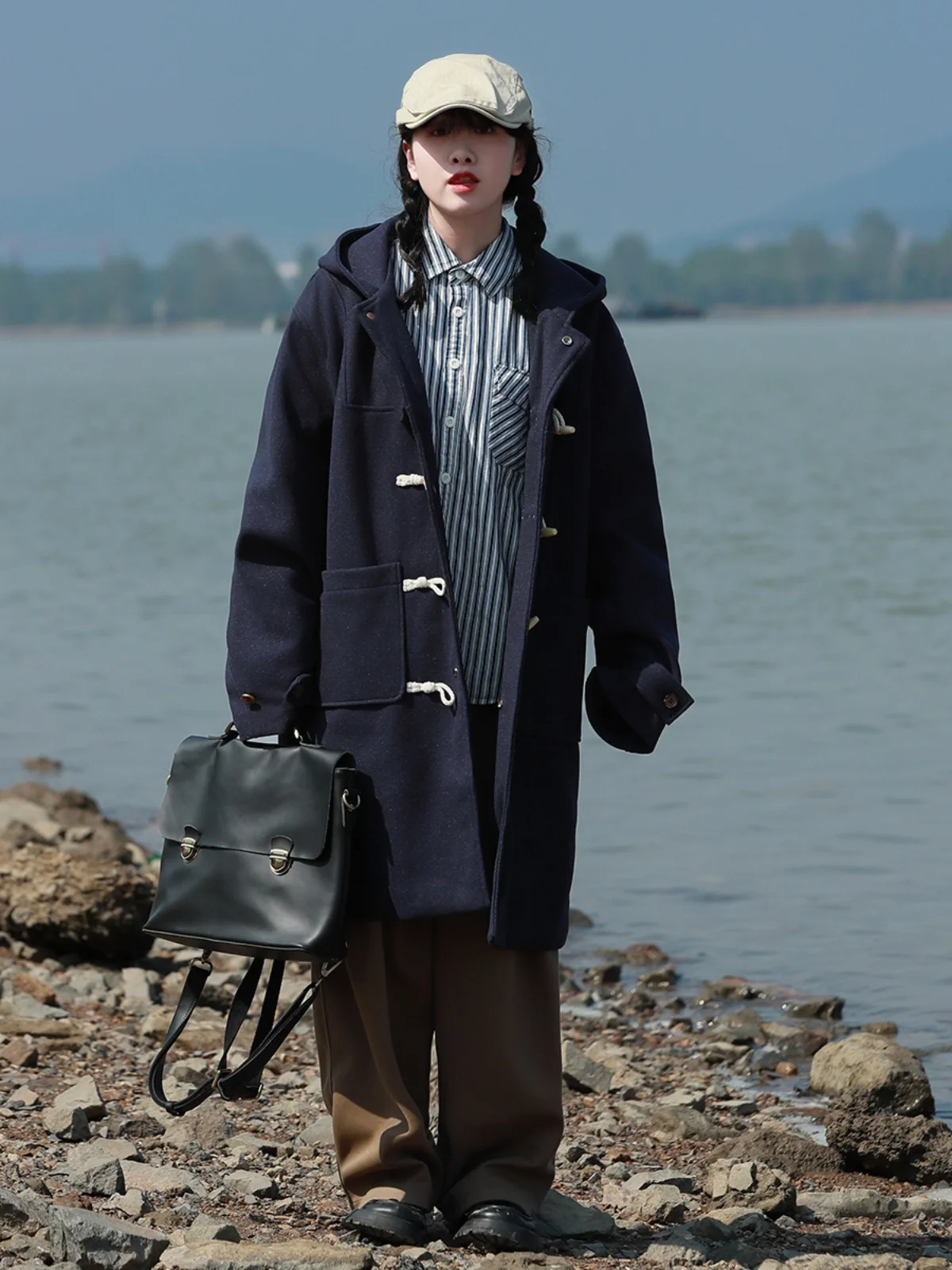 Осень-зима 2024 японская мода ретро шерстяная стеганая теплая верхняя одежда