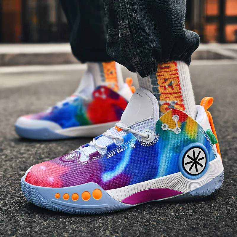 Brand Mens Professional Basketball Shoes Couple Fashion Colorful Sneakers Men Athletic Sport Shoes High Top Basket Sneakers Men
