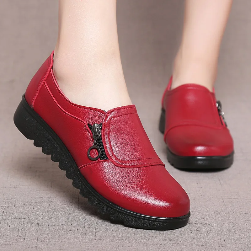 

Women flat shoes 2022 genuine leather female Soft bottom casual shoes Women's Large size 35-41 Slip-on Flat shoes mother shoes