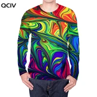 qciv brand colorful long sleeve t shirt men dizziness hip hop abstract punk rock painting 3d printed tshirt mens clothing casual