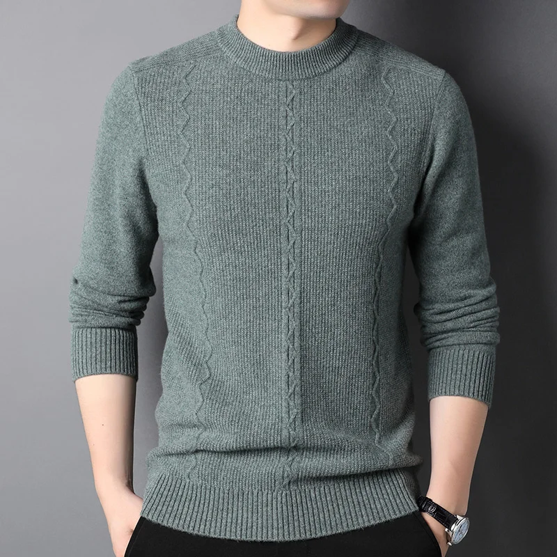 Autumn New Arrival Fashion High Quality Winter High-end Pure Cashmere Sweater Men's Round Neck Middle-aged Business Size XS-3XL
