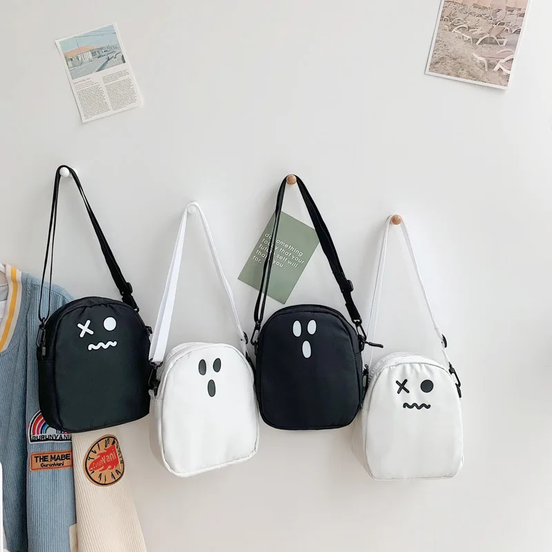 

Креативная забавная поясная сумка с рисунком призрака, Модные индивидуальные сумки через плечо, симпатичная сумочка для пар, простроченная простая сумка из искусственной кожи, сумка