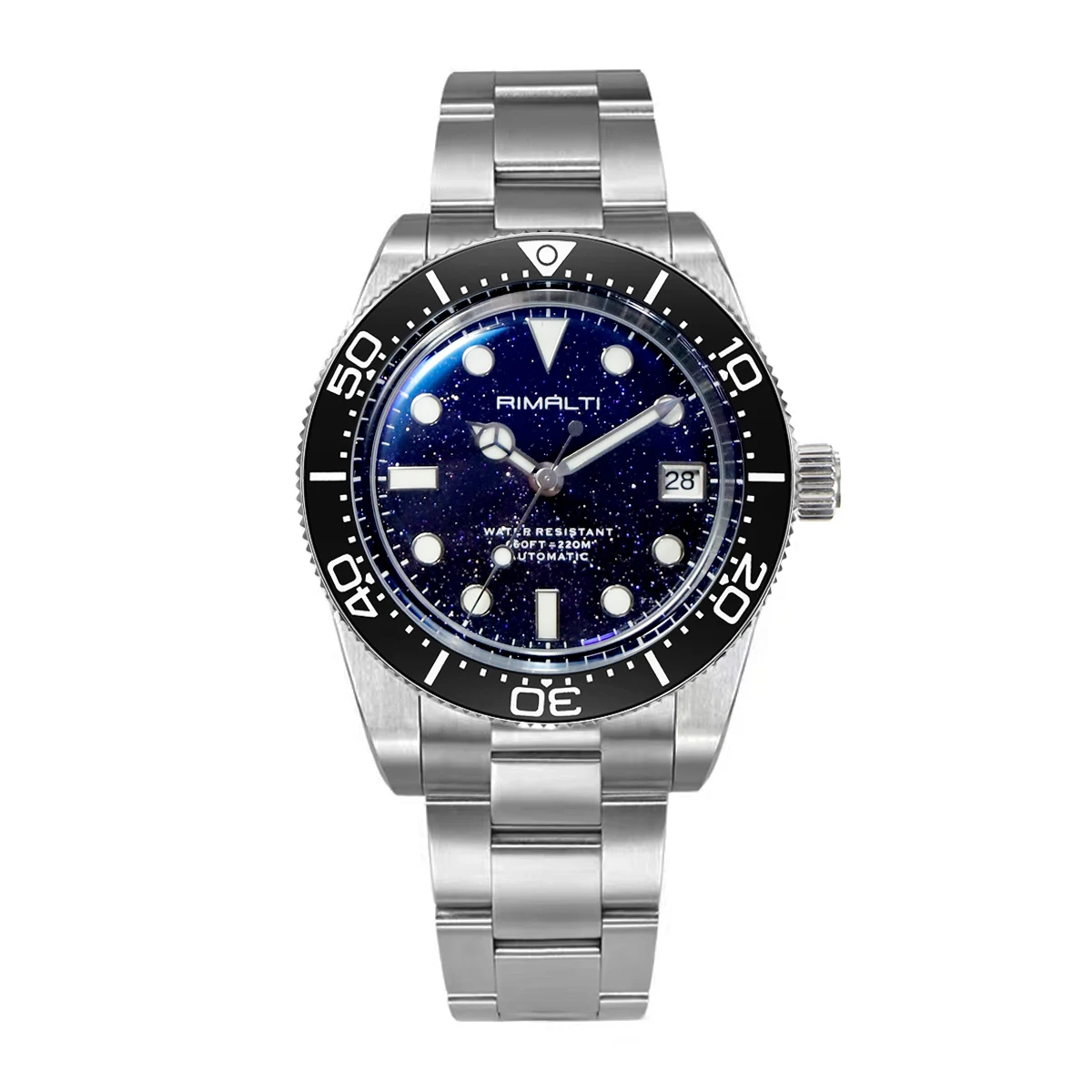 

RIMALTI New 38.5mm Blue Stone Starry Dial Brown Vintage Men's Dive Watch Luxury Automatic Mechanical Watches 10ATM NH35 BGW9