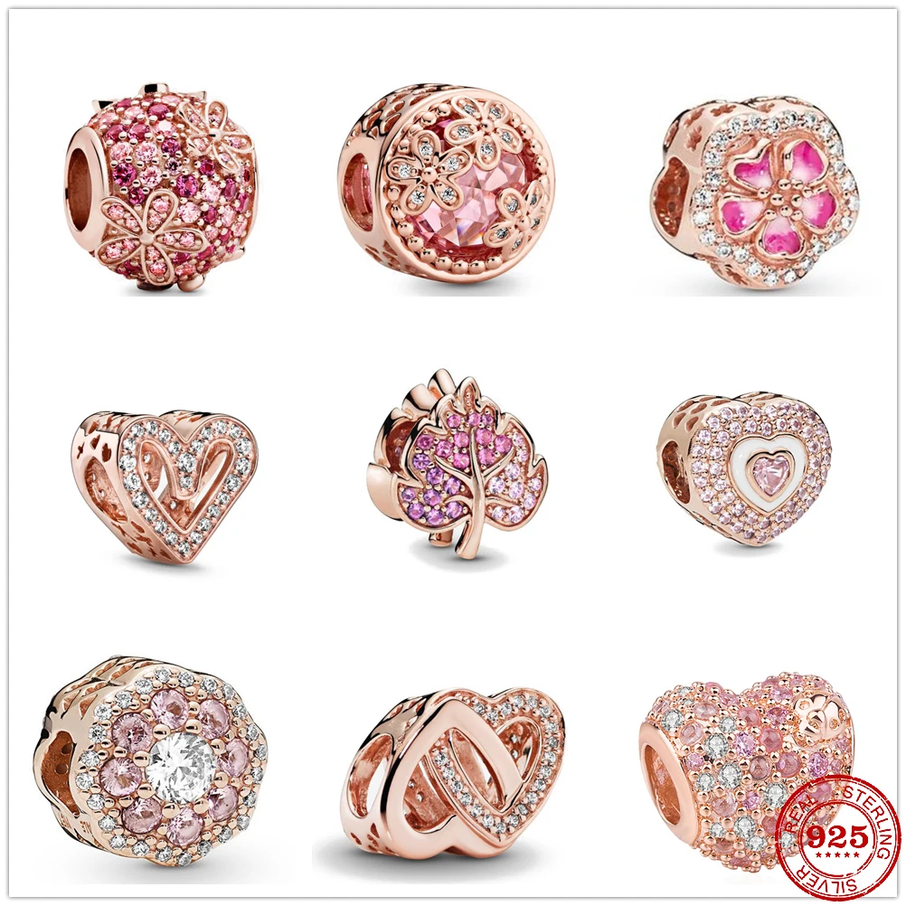 Бусина из серебра 925 пробы с подвеской в виде цветка и сердца