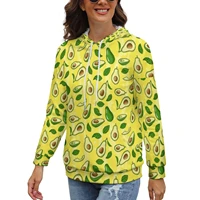 avocado hoodie polyester food printed hoodies ladies streetwear pullover hoodie plus size