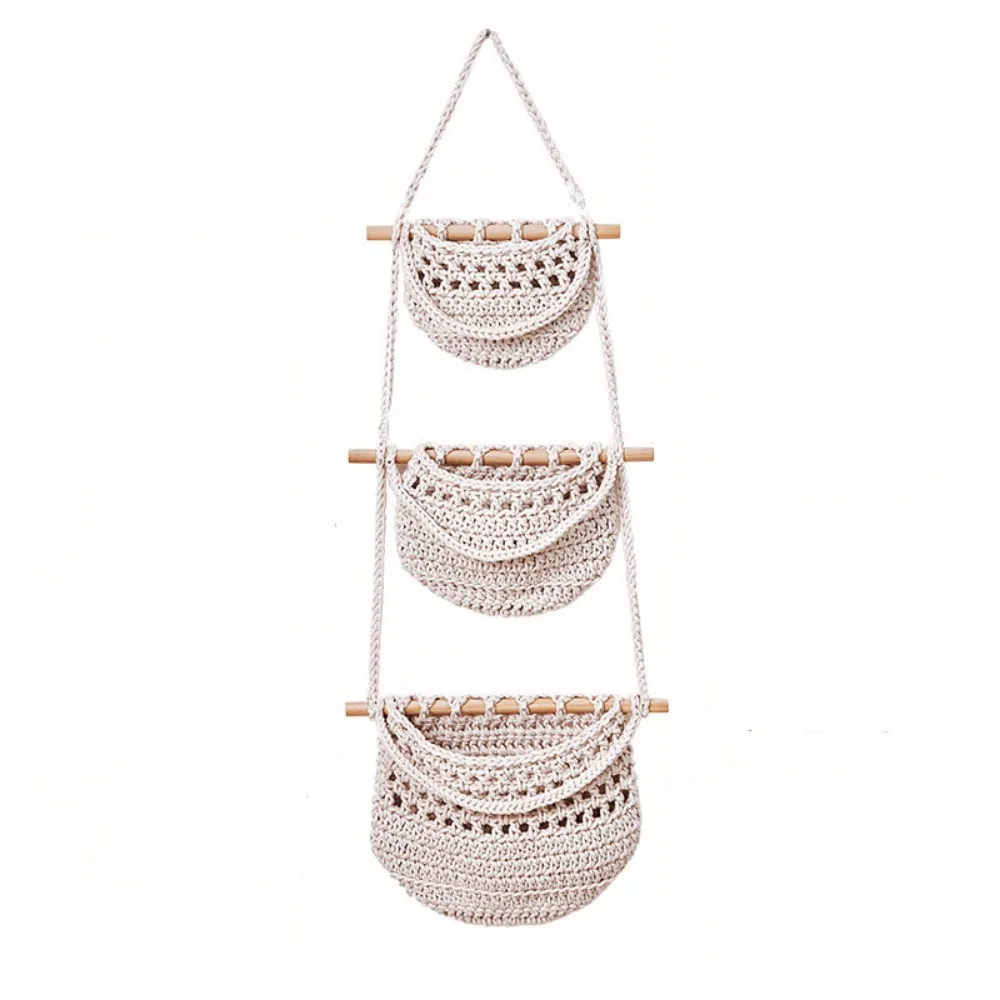 

Корзина для фруктов из хлопковой веревки 3-х уровневая