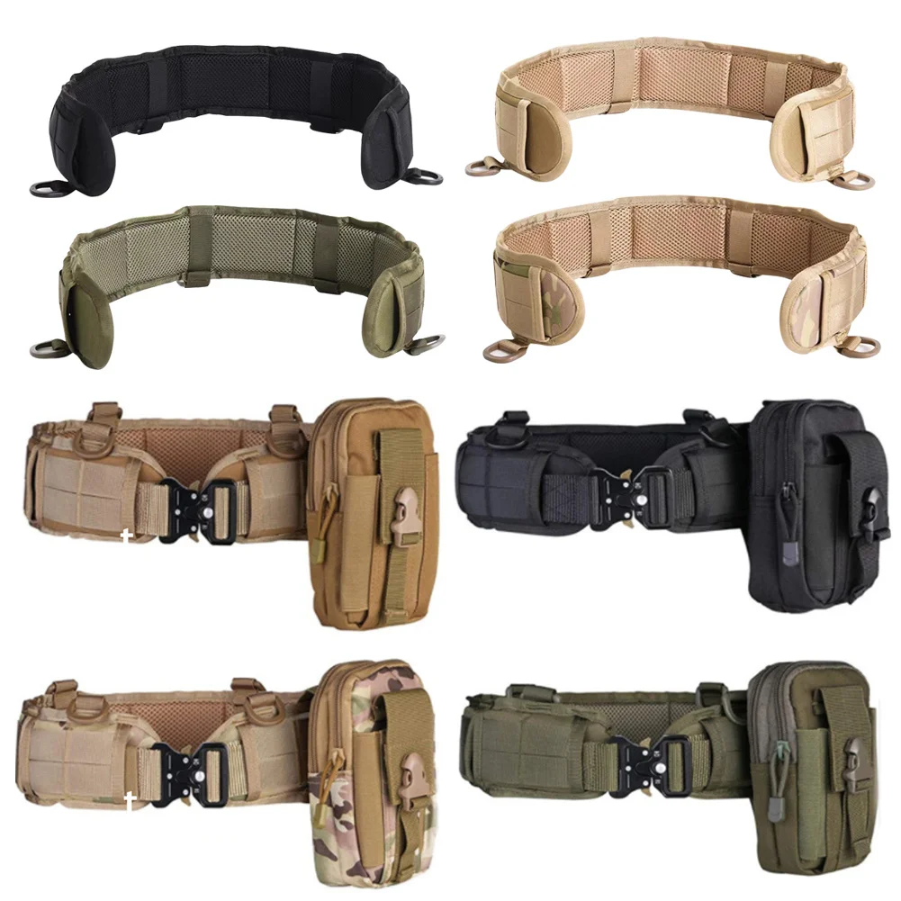 Multifunction Outdoor MOLLE  Battle Belt Hunting Set Belt Military Inner Waist Belt With Phone Tool Bag For CS Shooting