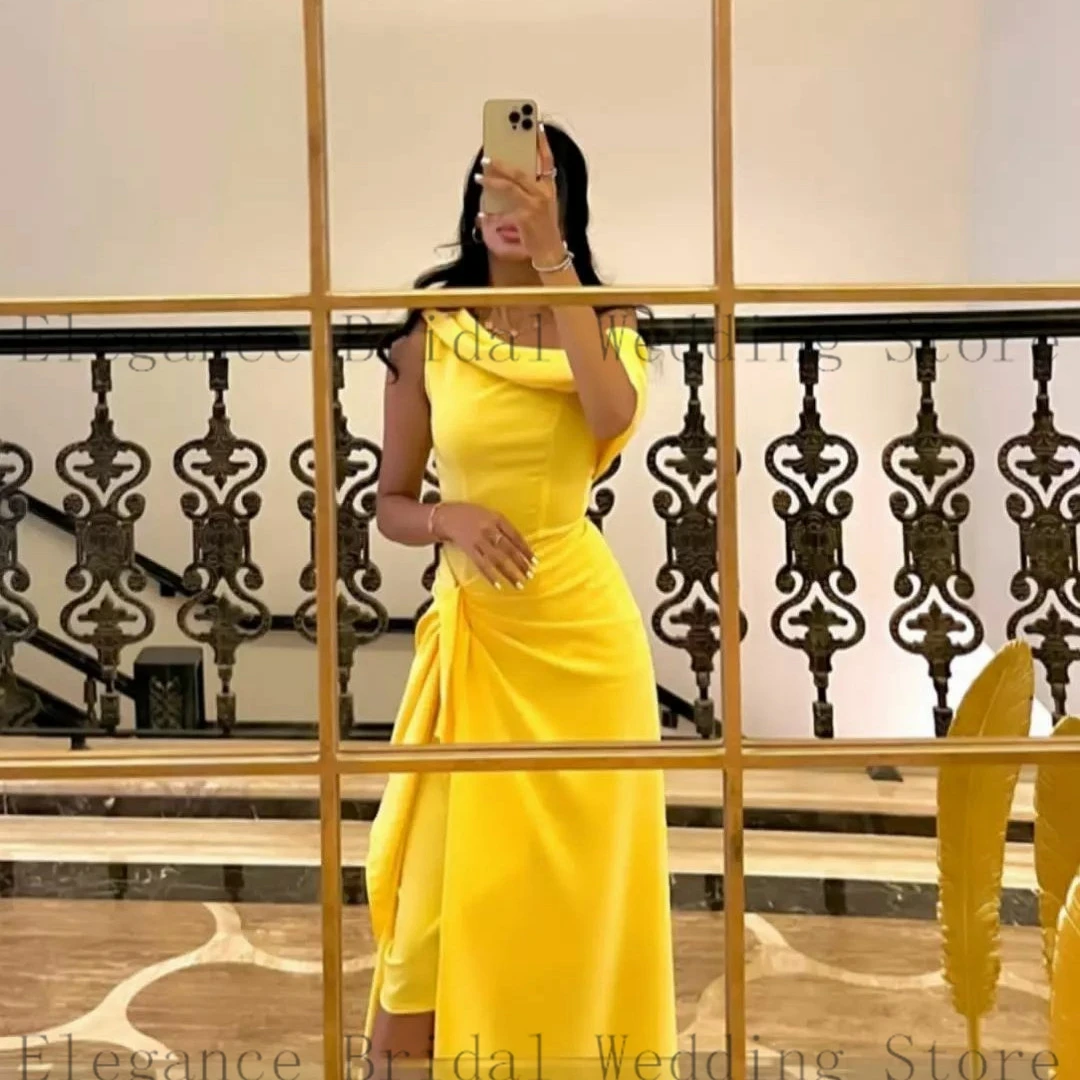 Простые Сатиновые вечерние платья с глубоким круглым вырезом для Musilm 2023 длиной