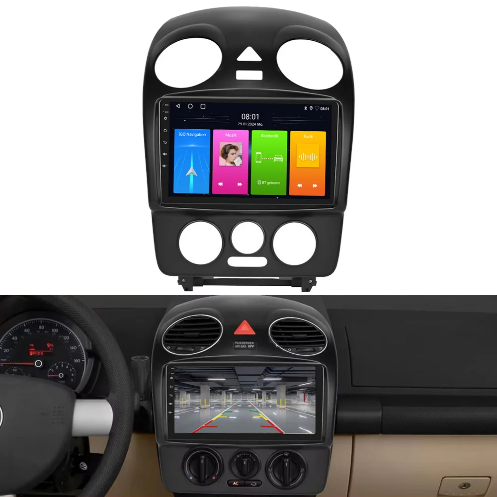 Автомагнитола Android с беспроводным CarPlay, GPS-навигацией и HD-камерой заднего вида для VW New Beetle Cabriolet 1C1 9C1 1Y7 Coupe Cabrio 5C (art.: 3920d4d2f2bbf) - 3920d4d2f2bbf