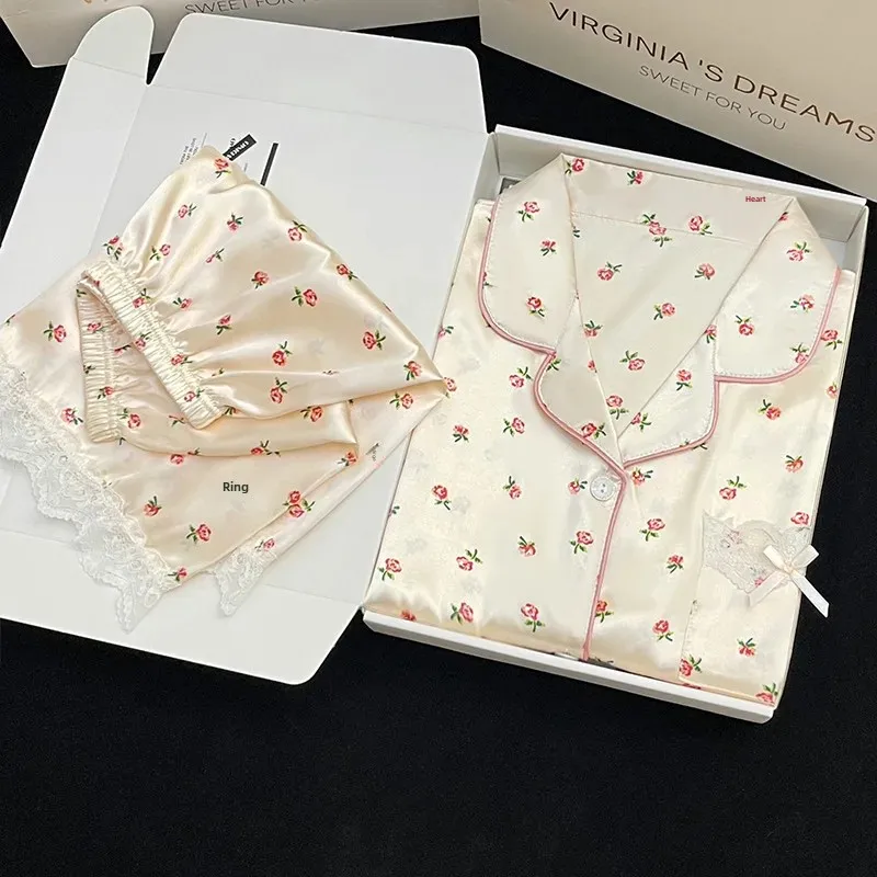 Модный летний женский пижамный комплект с коротким рукавом домашняя одежда в