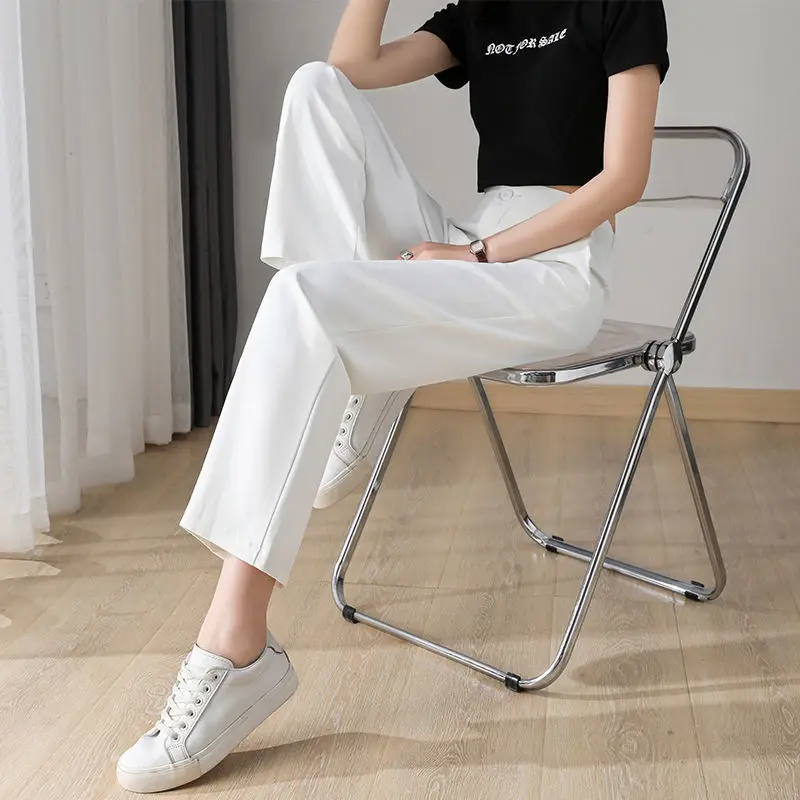 

2022 Women Spring Summer New Fashion Solid Color Suit Pants Female Loose Straight Trousers Ladies High Waist Casual Pants T41