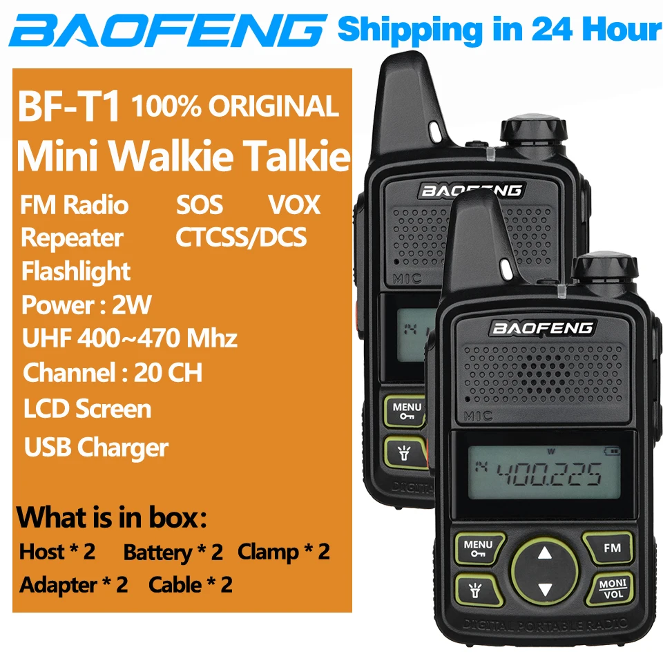 2Pcs Baofeng BF T1 Mini Walkie Talkie Ham radio comunicador Two way radios Portable Profesional Stations Transceiver Talki Walki