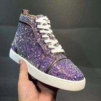 luxury designer shoes mens casual shoes trainers glitter red bottoms sequins bling driving mocassin homme sneakers men shoes