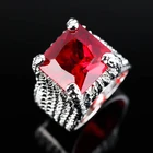 Женское коктейльное кольцо с красным камнем, подарочное ювелирное изделие с ярким кубическим цирконием, свадебное кольцо, эффектное Z5C118