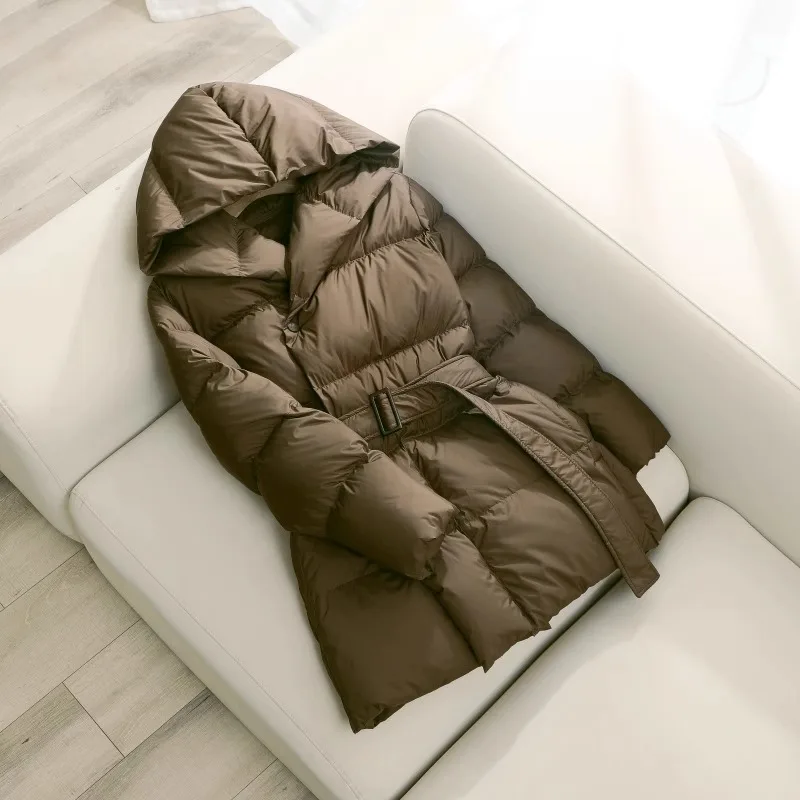 

Waist tightening and slimming down jacket for women's short 90 white duck down, thickened and high-end feeling, niche fashion