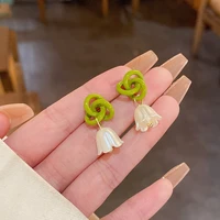 summer s925 silver needle small fresh lily of the valley earrings ins tide forest green fashion all match temperament earrings