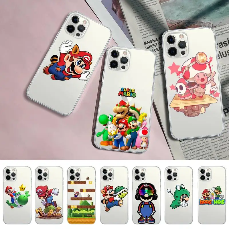 

BANDAI Super Mario Bros Phone Case for iPhone 11 12 13 mini pro XS MAX 8 7 6 6S Plus X 5S SE 2020 XR clear case