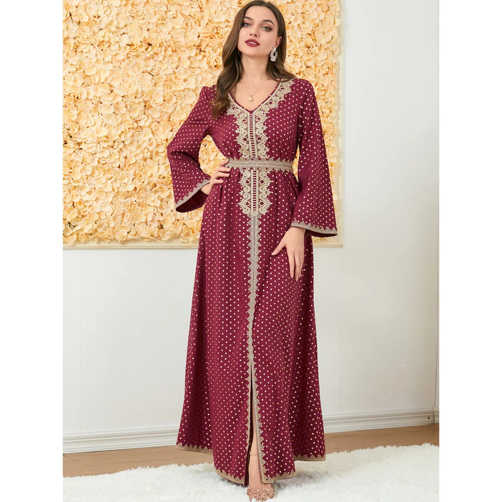 

Autumn Dress Premium Autumn Long Sleeve Dress V-Neck Basic Long Dress Fashion Women's Dress