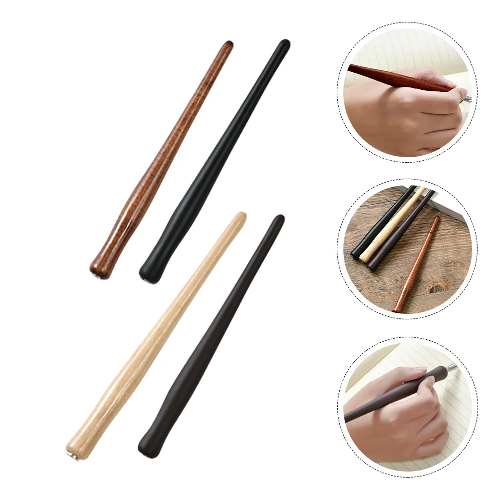 4 Pcs Handmade Wooden Pens Gifts Sets Calligraphy Kits Beginners Boondocks Cartoon Wooden Dip Pen Holder Bracket Nib Holder