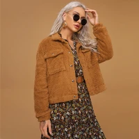 autumn winter womens clothing single breasted long sleeve jacket lapel short top fashion warmth woolen coat solid color new