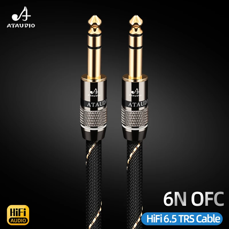 Фото Высококачественный аудиокабель Hi-Fi с проводником 6N OFC, 6,5 мм TRS, с разъемами TRS 6,5 мм (штекер-штекер) для акустических систем и микшеров №1