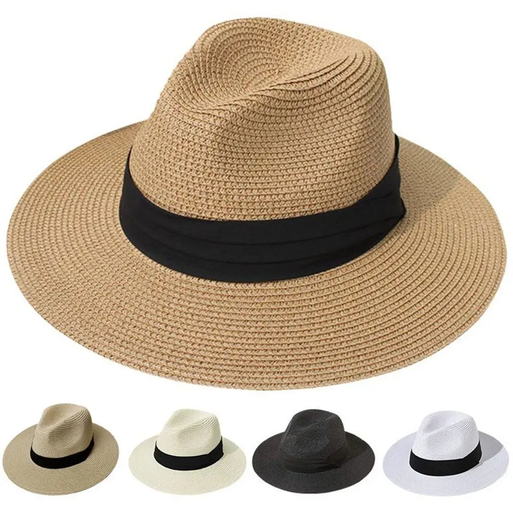 

Панама с широкими полями для мужчин и женщин, шляпа от солнца в ковбойском стиле, Соломенная Панама, лето