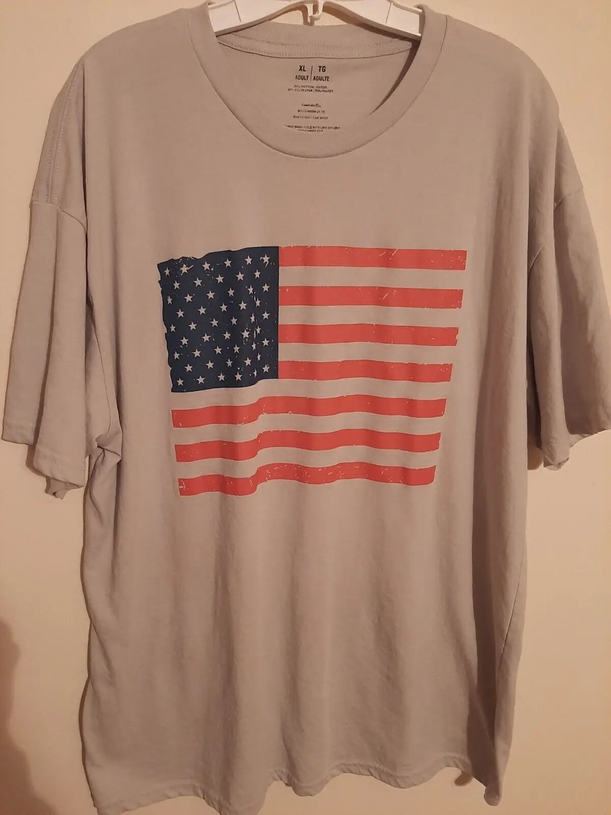 Фото Мужская футболка Lite Grey XL с патриотическим флагом США, быстрая доставка №1