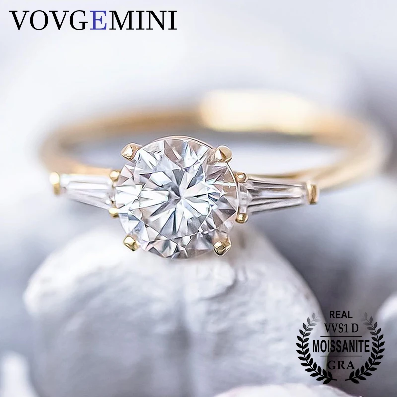 

VOVGEMINI Moissanite Diamond Ring 1carat European Cut 925 Sterling Silver Rings Anillo Plata De Promesa Pareja GRA Frete Gra